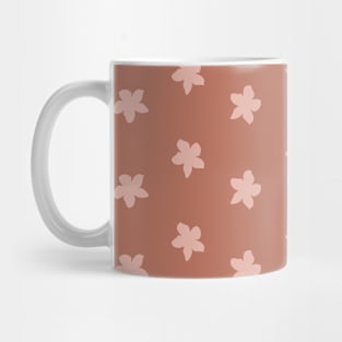 Wildflower pattern - Pink on Medium Brown Mug